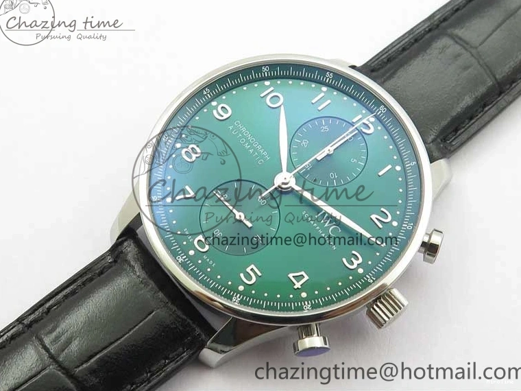 MIROTIME 0421 Elegant Portuguese IW371615 ZF 1:1 Best Edition SS Green Dial on Black Leather Strap A96355 V 7081